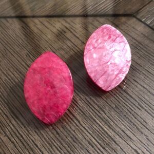 Vintage Pink Pearlized Convex Shaped Earrings